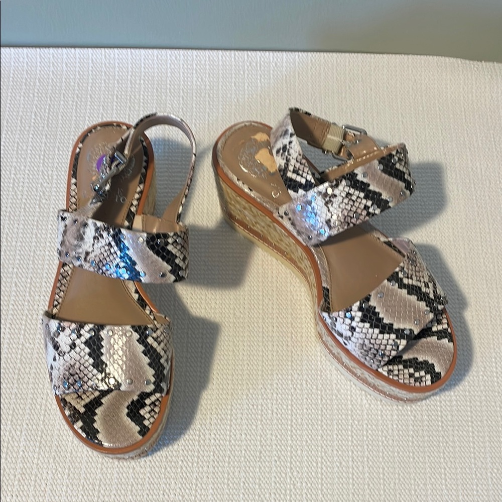 Vince Camuto Black and White Wedge Sandals size 8